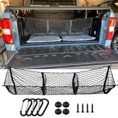 Red de carga para camioneta Ford Maverick 3 bolsillos maletero trasero cama malla organizador de almacenamiento Foto 1 de 4