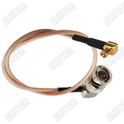 BNC plug male right angle to MCX male RA 75ohm pigtail cable RG179 50cm wireless - Image 1 of 3
