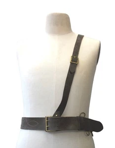 Sam Browne Shoulder Belt Real Leather WW2 Type Genuine Military Brass Components - Picture 1 of 10