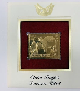 Opernsänger Lawrence Tibbett Ersttagsausgabe 22 kt Gold Replik Briefmarke - Bild 1 von 4