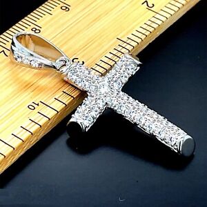 925 Sterling Silver Genuine Large CZ Cross Pendant 25mm40mm 6.30gr FREE UK POST