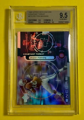 1998 Upper Deck Encore #CT2 Peyton Manning Constant Threat Blue RC BGS 9.5 GEM - Image 1 of 4