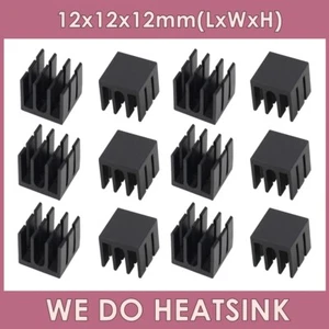 Refroidisseur radiateur dissipateur thermique anodisé noir 12x12x12mm avec ou sans ruban pour IC - Photo 1/9