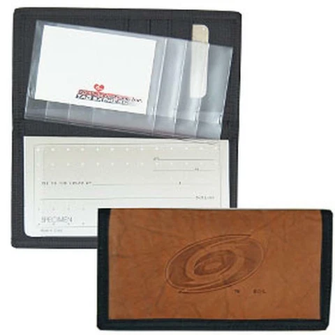 Carolina Hurricanes Leather and Nylon Embossed Checkbook Cover [NEW] NHL Wallet Cover