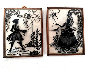 Exquisite Small Silhoulettes in Copper Frames, Convex Glass, Beautiful - Picture 1 of 6