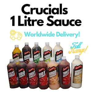 1 Litre Crucials Sauces! Ketchup, BBQ Sauce, Garlic Mayo+more! 1 Litre Bottles!
