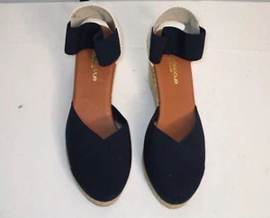 ANDRE ASSOUS Womens Navy Woven Anouka Round Toe Wedge Slip On Espadrille 10#762 - Picture 1 of 9