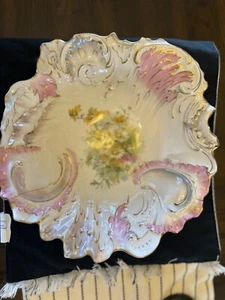 Antique CT Carl Tielsch Germany Porcelain Floral Bowl, Gold Gilding, white/pink - Picture 1 of 5
