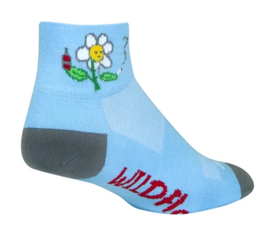 Socks - SockGuy - Bad Seed Daisy Blue S/M Women's 2" Cycling/Running NEW - Image 1 of 4