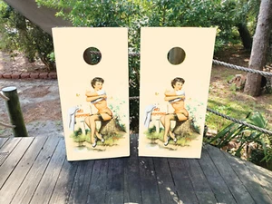 WASSERDICHT & AUSBLENDFEST Cornhole Board Wraps / Pin Up Girl / - Bild 1 von 3