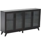 Ivinta Black Kitchen Buffet Server Table, Sideboard with Glass Doors for Storage