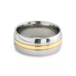 New Titanium Mens Ladies Unisex Wedding Engagement Gold Band Ring 8mm - Picture 1 of 4