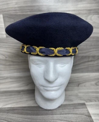 DE COLECCIÓN ERIC JAVITS AZUL TERCIOPELO TALLY HO SOMBRERO BOINA DETALLES DORADOS Foto 1 de 4