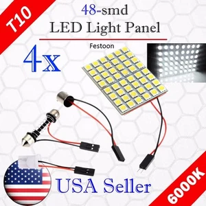 4 x Car Festoon T10 BA9S White LED 48SMD Panel Interior Dome Map Light Bulb Lamp - Foto 1 di 5