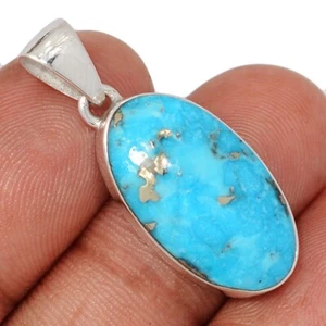 Natural Nishapur Persian Turquoise 925 Sterling Silver Pendants Jewelry CP73556 - Picture 1 of 1
