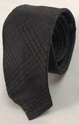 John Varvatos Skinny Rock N Roll Tie Made In Italy Plaid Gray Brown 100% Silk Foto 1 de 4