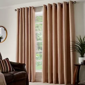 Ring top Curtains 90”x72” in Latte/Beige with a basket Weave Textured Design - Picture 1 of 4
