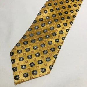 NWT Ermenegildo Zegna NWT Neck Tie In Light Gold & Grey 100% Silk - Picture 1 of 8