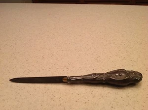 Art Nouveau Silver Plate Nail File Floral Flower Design Metal File Antique - Picture 1 of 8