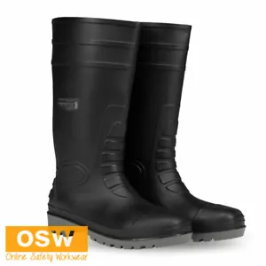 Traditional Black Safety Outdoor Antislip Antistatic Work Gum Boots Gumboots - Picture 1 of 4