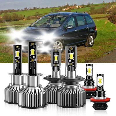 For Peugeot 307 2005-2008 LED Headlight High Low Beam + Fog Light Bulb 26000LM - Изображение 1 из 4