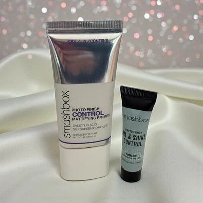 (2) Imprimación matificante control acabado fotográfico SmashBox - 1 fl oz y 0,25 fl oz CONJUNTO Foto 1 de 4