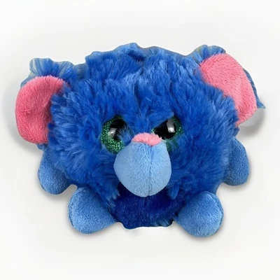 ELEPHANT Plush Lubby Cubbies FIESTA Blue Fluff Ball Green Eyes Stuffed Animal - Image 1 of 4