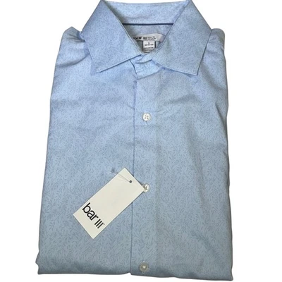 Camisa de vestir Bar III para hombre ajustada en contraste Vine, blanca azul pequeña $70 Foto 1 de 4