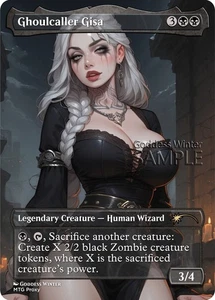 MTG - Ghoulcaller Gisa - Fanart Borderless Style - EDH / Playtest - Picture 1 of 3