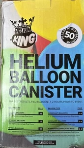 Helium King Canister Fills 50 9 Inch Balloons Gas Cylinder Design May Vary UK - Picture 1 of 1