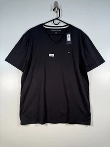 Neu mit Etikett Tommy Hilfiger Herren V-Ausschnitt Logo Pullover Kurzarm T-Shirt schwarz Gr. XL - Bild 1 von 11