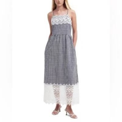 Barbour NWT Glamis Seersucker Check Midi Dress Size 10 Lace Maxi - Image 1 of 4