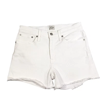 J Crew Denim Shorts Womens Juniors Mid Rise Pockets Stretch White Size 27 - Image 1 of 4