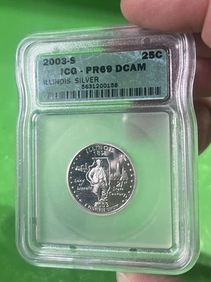 2003-S Illinois Silver Quarter ICG PR69DCAM - Image 1 of 4