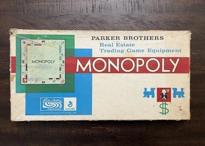 Monopoly Parker Brothers Real Estate Game 1961 Complete Battleship Cannon Iron - Image 1 of 4