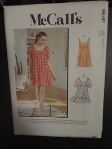 Baby Doll Empire Dress w/ Variations Miss size 6-14 McCall's 8197 Sewing Pattern - Picture 1 of 3