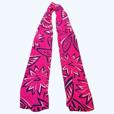 Echo 100% Silk Scarf 60” x 13” Long Oblong Vintage Pink Floral Leaf Print - Image 1 of 4