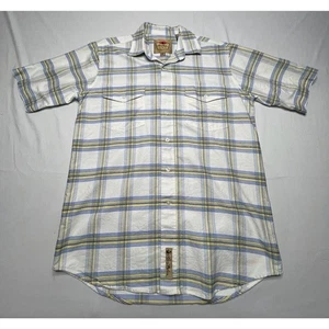 Larry Mahan Cowboy Collection Men’s White Blue Plaid Button Up Shirt - Size M - Picture 1 of 4