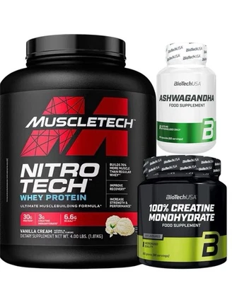 MuscleTech Nitro Tech Performance 1800g Whey + Creatine 300 gr + Ashwagandah 60k