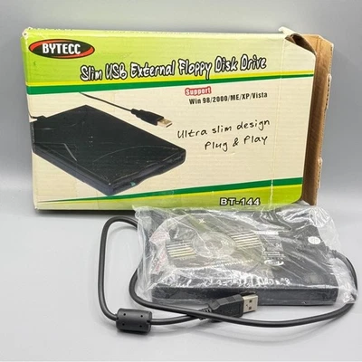 💾 Vintage Bytecc Slim USB External Floppy Disk Drive w/ Box & CD – Untested - Image 1 of 4