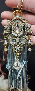 Handbag Charm Tassel Extra Long Gold Silver Blue Irridescent Fringe- Bag Not... - Picture 1 of 6