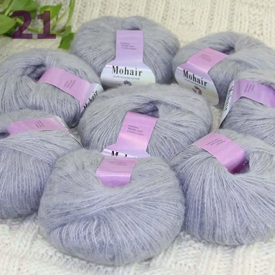 Sale New 8BallsX25g Luxury Soft Mohair Warm Wrap Shawl Hand Knit Crochet Yarn 21 - Image 1 of 4