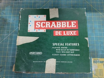 Vintage Scrabble DeLuxe Game. Built In Turntable to Board, 3 letters missing - Image 1 of 4