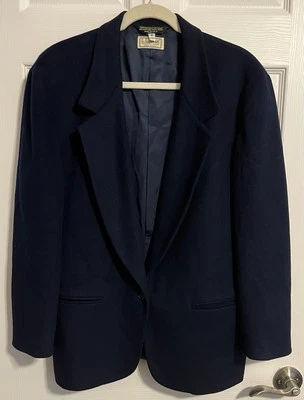 Chaqueta Blazer De Colección LL Bean Azul Lana Cachemira Clásica 1 Botón Hecha en EE. UU. Mujeres 16P Foto 1 de 4