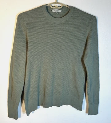 rag & bone Size Medium Light Olive Green Cotton Thermal Long Sleeve Dexter Crew - Image 1 of 4