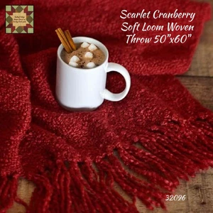 Scarlet Cranberry Soft Loose Woven Throw - Picture 1 of 2