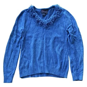 Suéter de Colección Rochelle California Chenille Flecos Tejido Ropa Artística Azul Talla Pequeña - Imagen 1 de 6