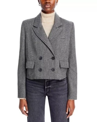 Blazer Free People Tailored Heritage para mujer talla grande gris lana espiga nuevo con etiquetas Foto 1 de 4