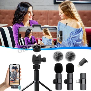 Senza fili Lavalier Microfono Audio Registrazione video Mic Per Android/iPhone - Imagen 1 de 14