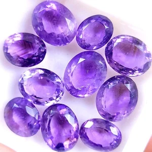 10Pcs 51Ct Natural Amethyst Faceted Cabochon Gemstone Lot 14x10 10x8mm #R-10496 - Picture 1 of 7